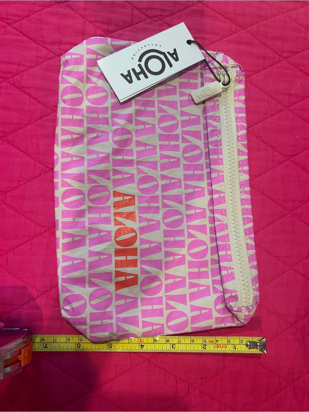 ALOHA Collection Pink & Orange Logo Cosmetic Pouch